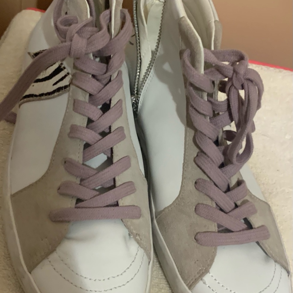 Sam Edelman Avon High Top White and Gray Sneakers